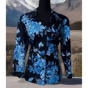 Nancy‎ Bolen City Girl Blazer Jacket Artistic Sequin Floral Boho Embellished -10